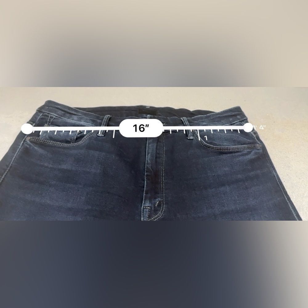MOTHER The Looker High Waist Ankle Fray Last Call Dark Blue Jeans Size 30 - Picture 11 of 11